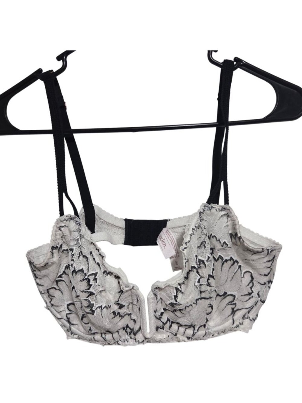 Auden Lace Underwire Bra Size 36D White Black Floral Embroidered Adjustable
